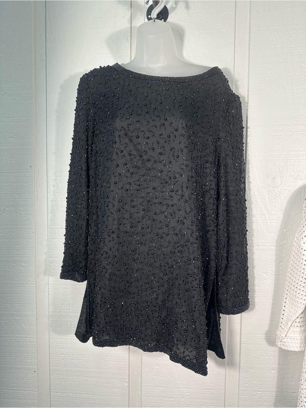 Papell Boutique Evening Black Beaded Top Size Large EUC